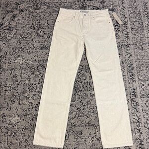 cream rigid denim straight legs